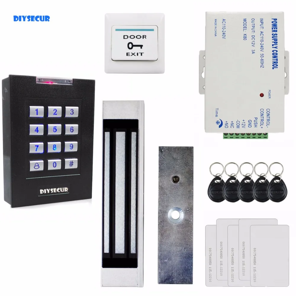 DIYSECUR 180KG Magnetic Lock Door Lock 125KHz RFID Reader Bl