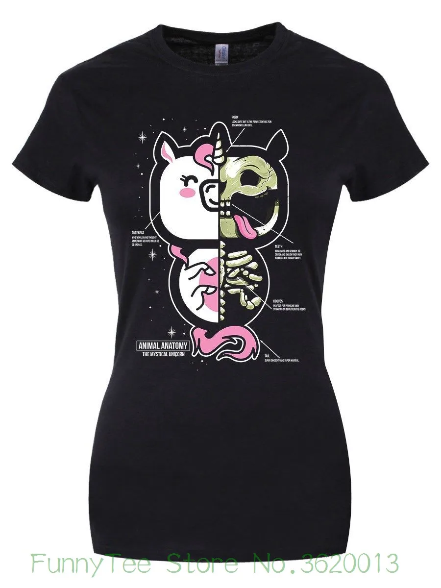 Women's Tee Animal Anatomy - The Mystical Unicorn Women's Black T-shirt Womens T Shirt Harajuku Fall