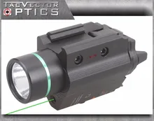 Vector Optics Tactical Pistol Handgun LED Flashlight Green Laser Combo Sight Metal 200 Lumens Weapon Light Fit GLOCK 17 19