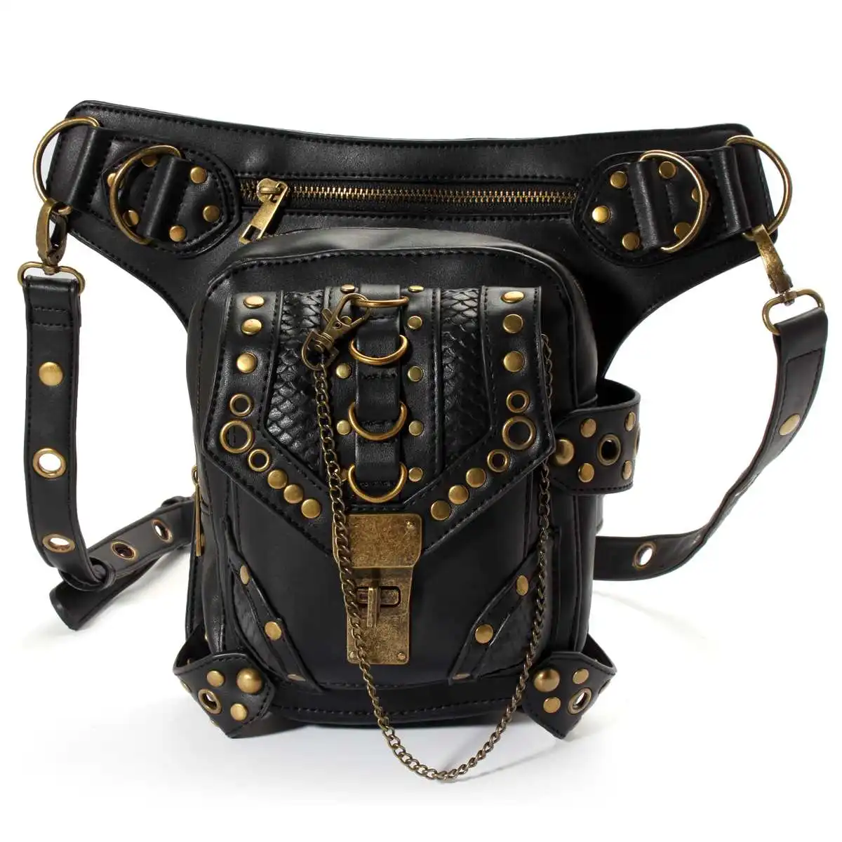 

2019 Vintage Fanny Bag Steam Punk Retro Rock Gothic bag Goth Shoulder Waist Bags Packs Victorian Style Women Leg bag