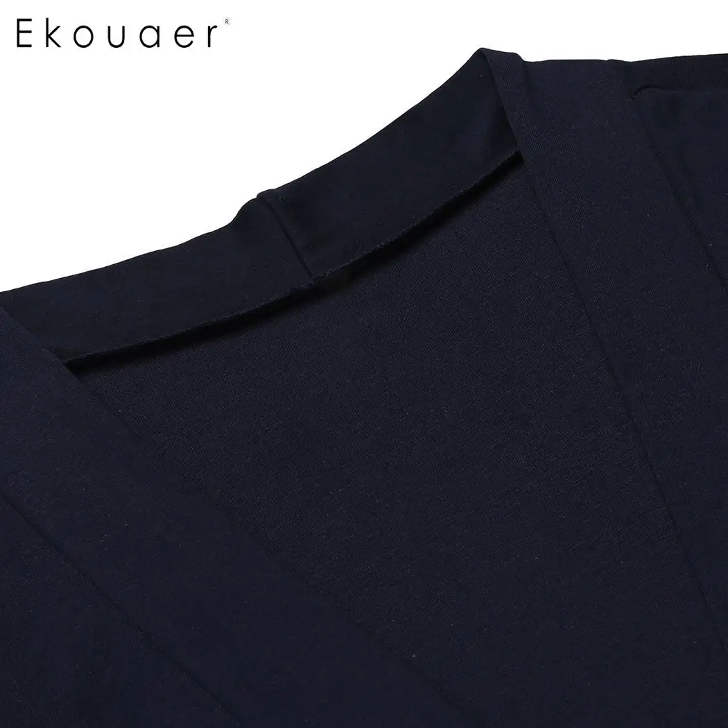 Женский банный халат Ekouaer с длинным рукавом и кружевной отделкой|Халаты| |