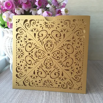 

20pcs Laser Cut Gold Wedding Inviting Card Paper Party Event Supplies Decoration Pocket Luxury Romantic Wedding Invitation Card