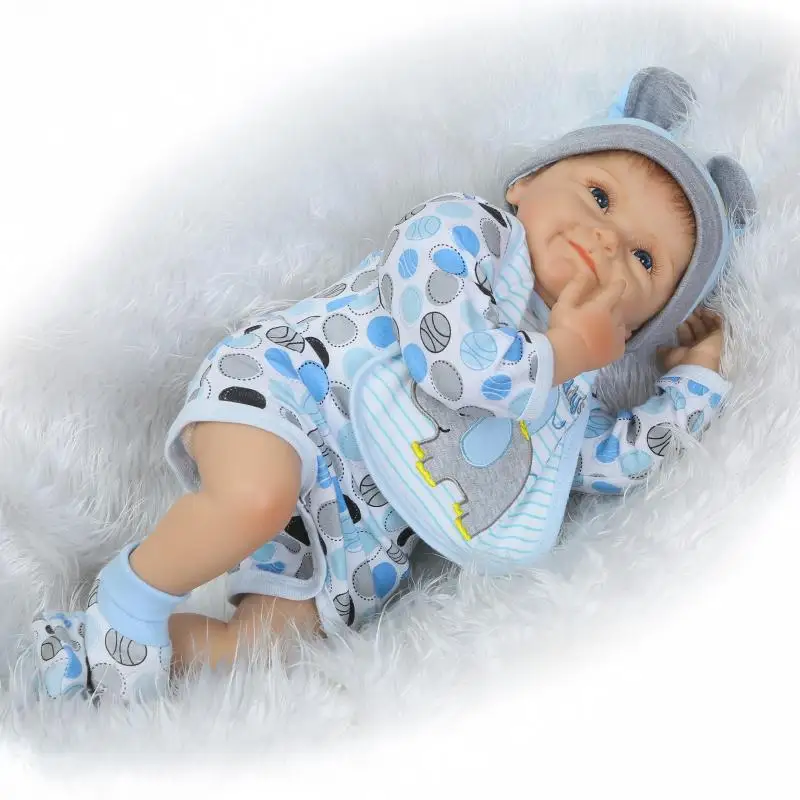 NPK boy doll reborn 22" newborn babies silicone dolls cloth body with