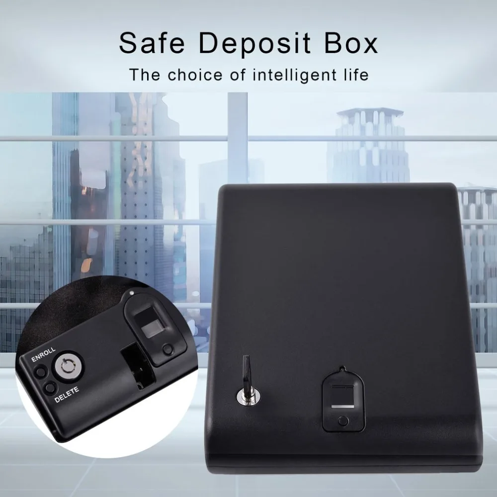 

Fingerprint Safe Box Solid Steel Security Key Gun Valuables Jewelry Box Protable Security Biometric Fingerprint Safes Strongbox