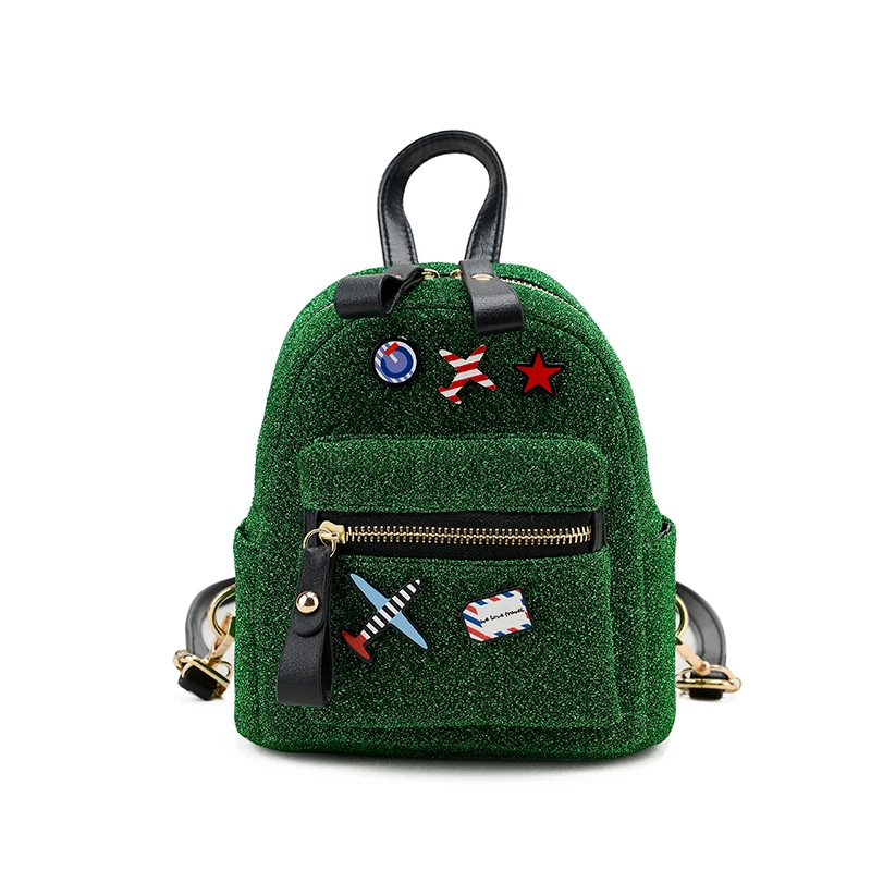 Fashion Bling Green Geometric Women Cartoon Mini Backpacks Designer High Quality School Bags For ...