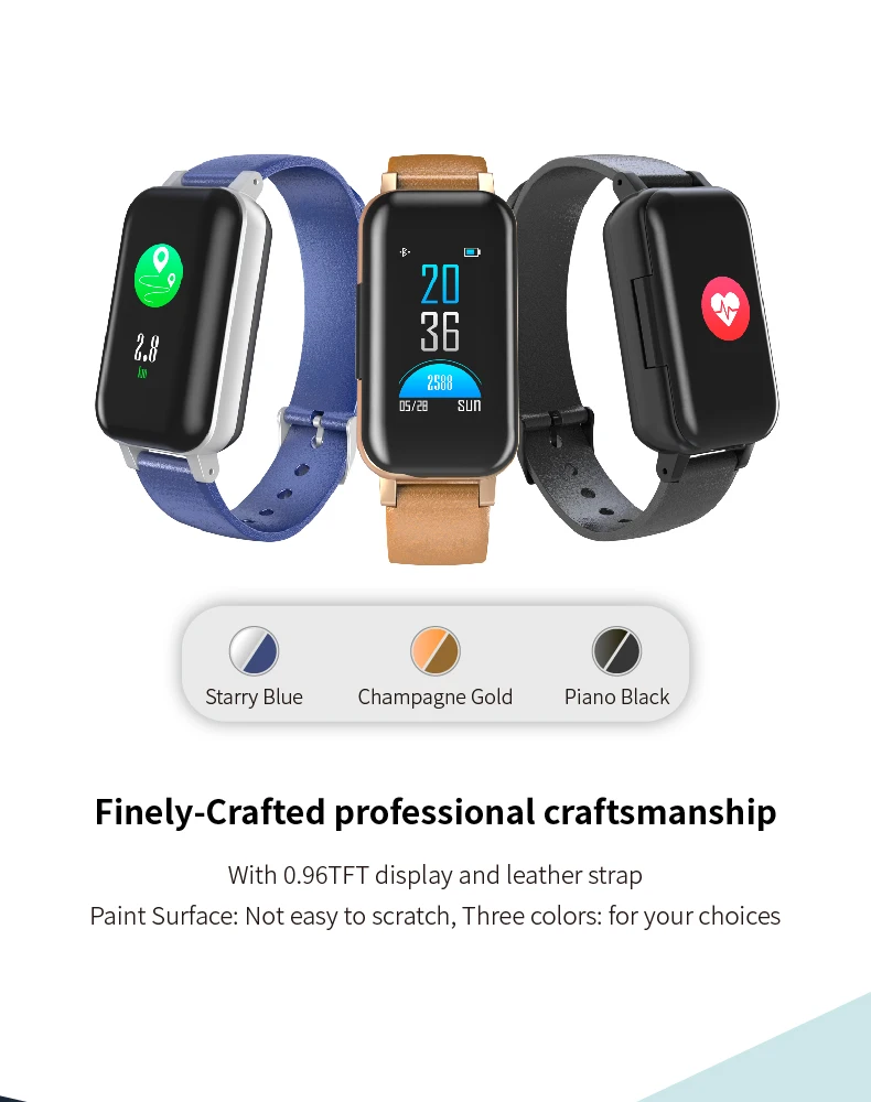 TWS Smart Binaural Bluetooth Headphone Fitness Bracelet Heart Rate Monitor Smart Wristband Sport Watch Men Women (1)