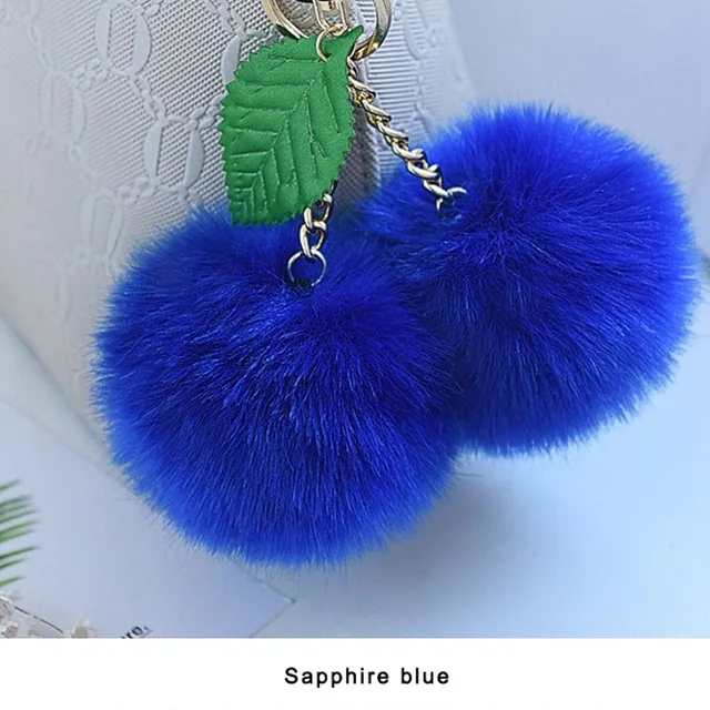 Корейский меховый брелок-помпон кролик мех мяч брелок для ключей porte clef pompom de fourrure сумка с помпонами Подвески вишня автомобильный брелок - Цвет: 11