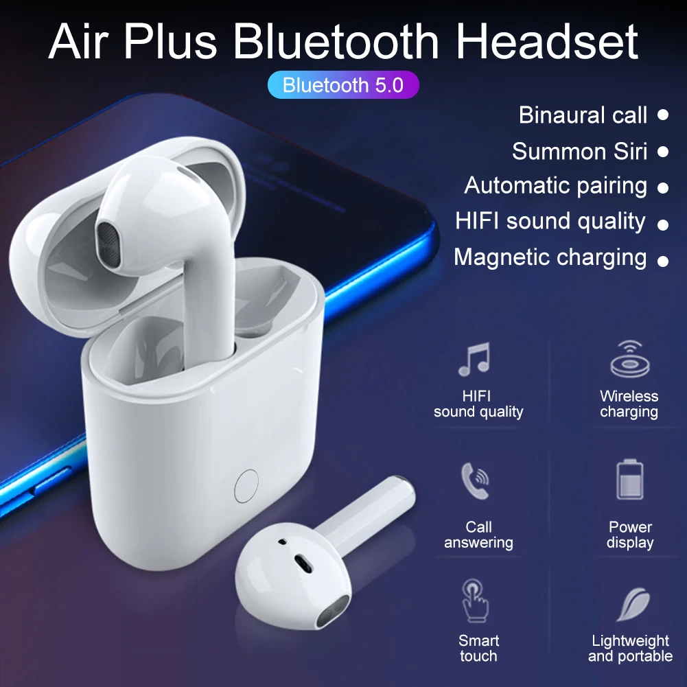 Air Plus Wireless Headset Set Bluetooth Smart Touch Open Siri 1:1 Air Plus For iPhone XS MAX XR X Andriod Qi Wireless Charging