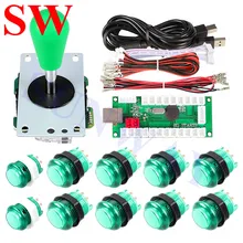 DIY аркадный джойстик с овальным шарлтопом, 1 набор плееров+ 10 шт. подсветка для арок кнопок+ 1 шт. светодиодный USB энкодер+ 10 шт. кабелей