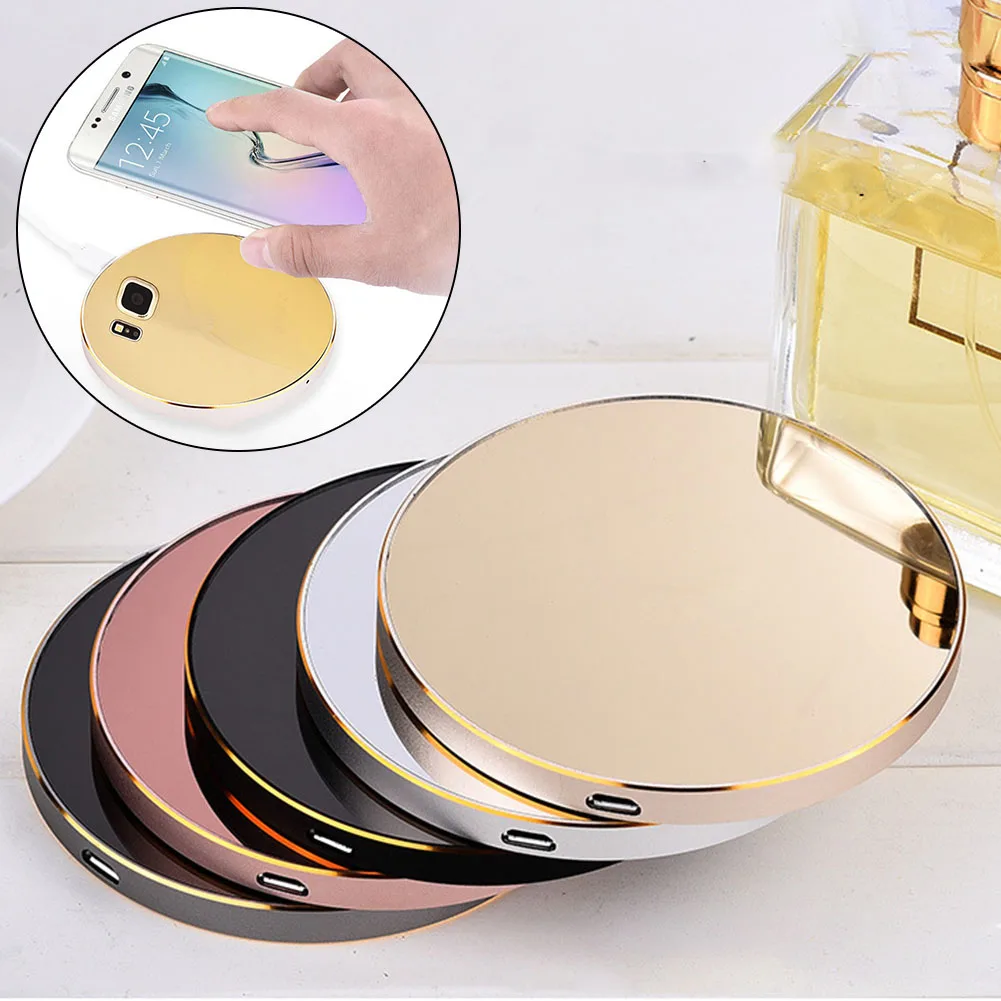 

Luxury QI 10W Mirror Wireless Charger For Samsung Note 9 S6 Plus Universal Round Charging Pad For iPhone Xs Max Xr 8 Plus
