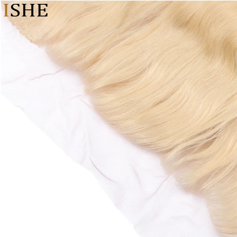 ISHE 613 Blonde Bundles With Frontal Brazilian Body Wave With Frontal Remy Blonde Human Hair Lace Frontal Closure With Bundle