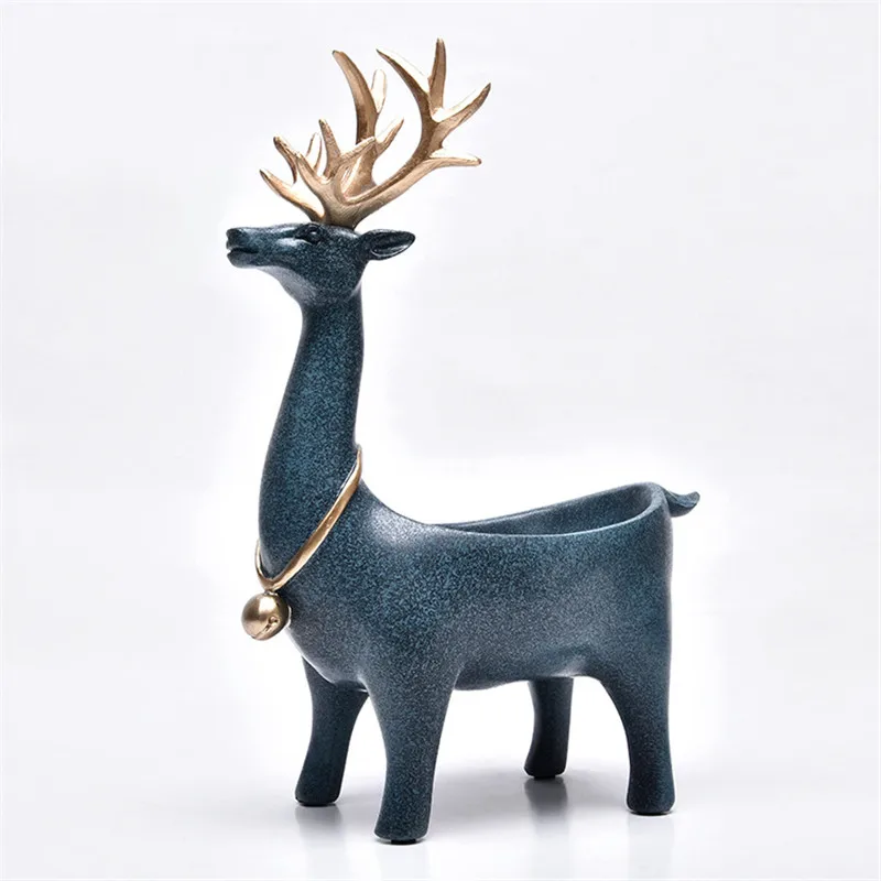 

Modern Deer Style Home Decoration Nordic Resin Craft Ornament Jewelry Storage Gift For Birthday Wedding Christmas Toys