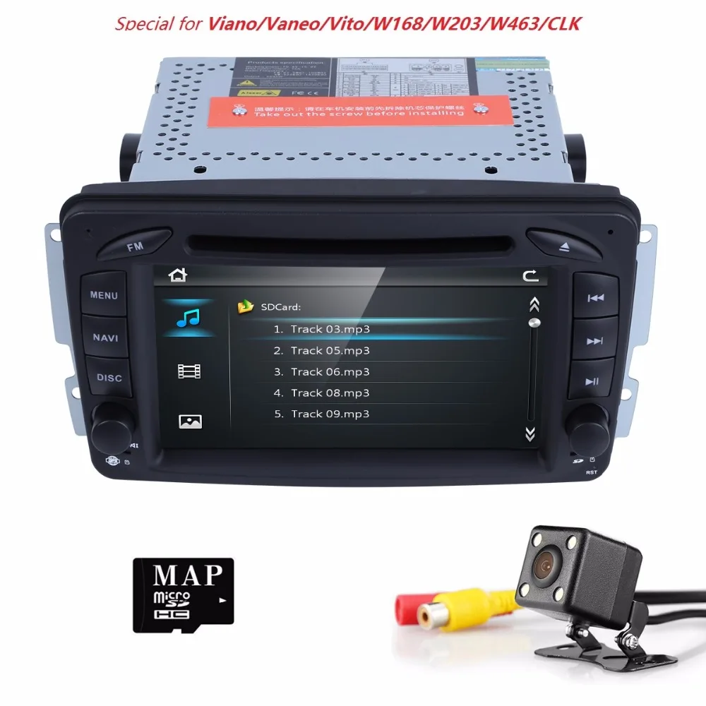 Discount 2din 7inch Radio GPS Car DVD Player for Mercedes Benz A-W168 C-Class W203 CLK-Class W209 C209 G-Class W463 W639 canbus sd BT cam 4