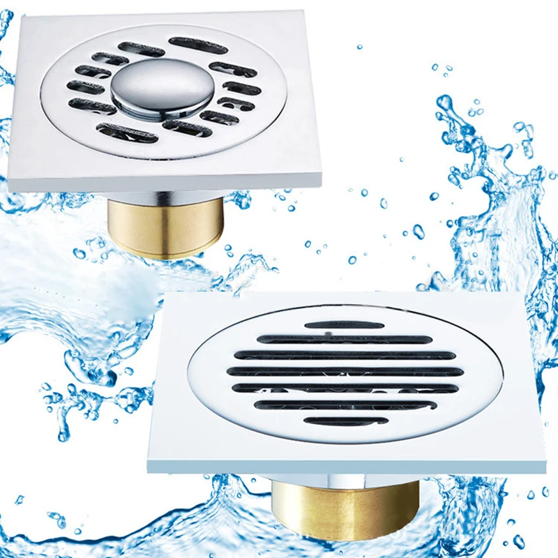 SRJ Floor Drain Copper Bathroom Shower Drain Plug Single And Double Use Chrome-Plated Bathroom With Odor-Resistant Floor Drain
