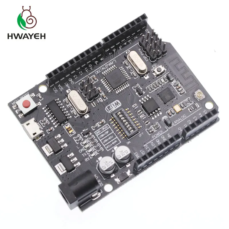 HWAYEH UNO R3+ WiFi ATmega328P+ ESP8266(32 Мб памяти) USB-TTL CH340G для Arduino Uno NodeMCU WeMos ESP8266 новое поступление