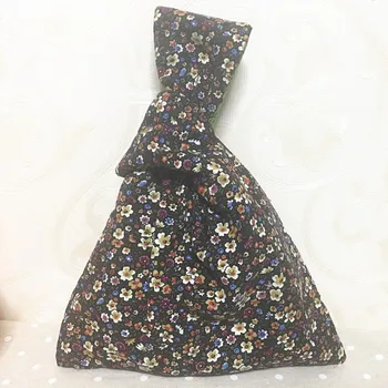 

YILE Handmade Green Corduroy Wrap Knot Wrist Bag Key Phone Lining Pouch Rural Mini Flower W07