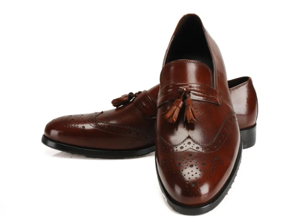 men genuine leather dress oxfords carved male derby oxfords spring