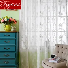 Embroidered Voile Curtains Rose Floral Window Screen Yarn Modern Simple Living Room Bedroom Curtains Tulle Custom Made T&064#20