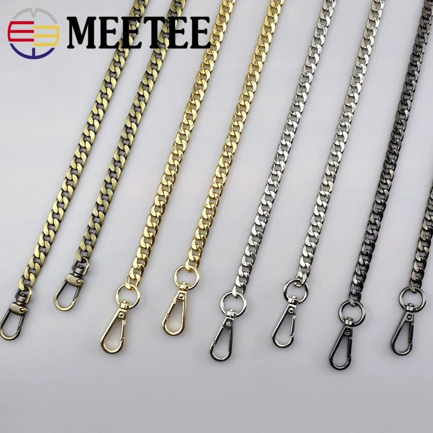 

Meetee Width 9mm Shoulder Bag Straps Metal DIY Bag Replacement Chain Buckle 50cm-130cm Handbag Purse Handles Parts Accessories