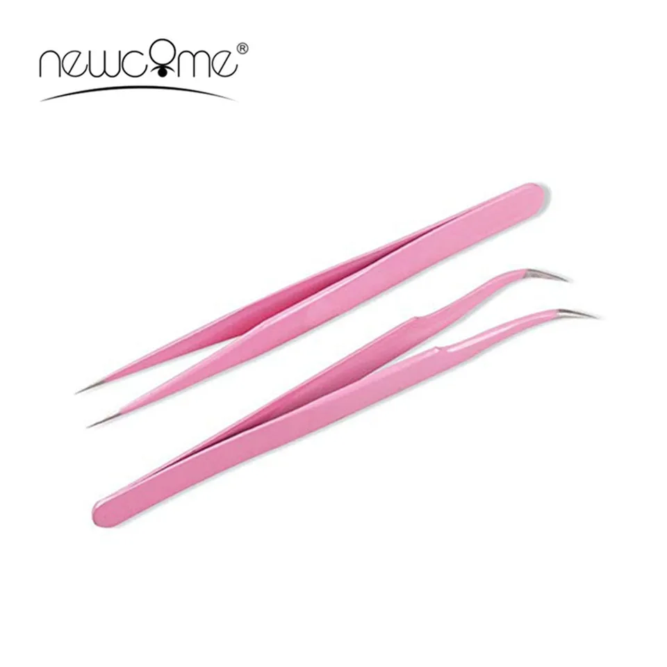 Professional Pink stainless steel Mink Eyelash Extension Straight