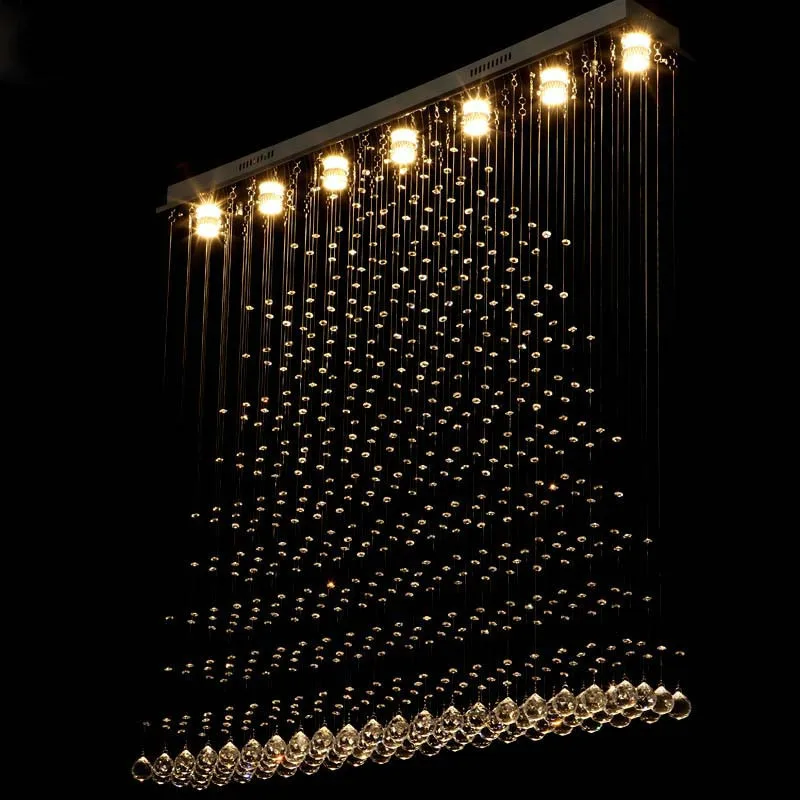 

LED K9 Crystal Chandelier Crystal Pyramid Suspension Light Living Room Hotel Project Light Lustre Rectangle Chandelier Villa