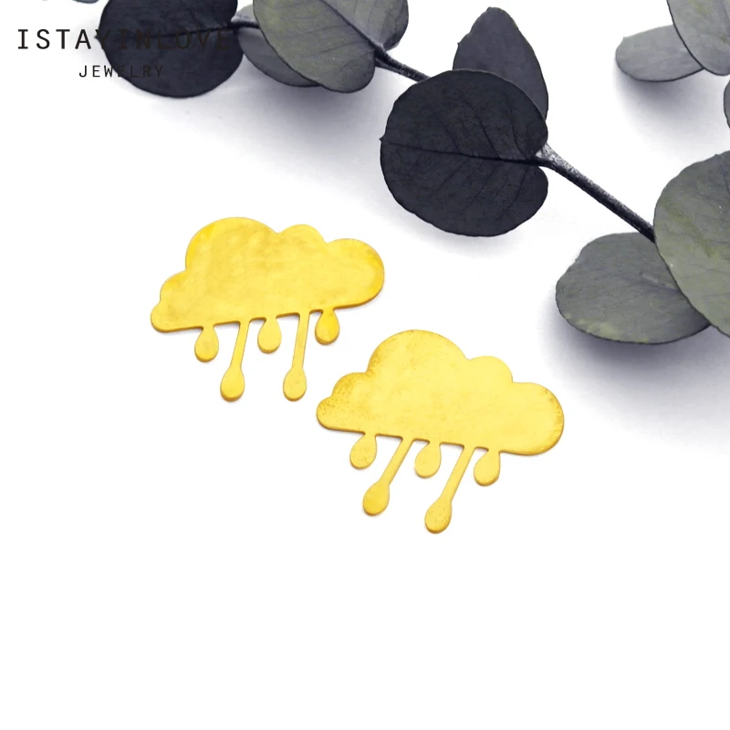 

Made to Order- Handmade Jewelry Making Supplies Pendant Laser Cut Raw Brass Cloud Raining Charm For DIY Necklace Earring Brooch