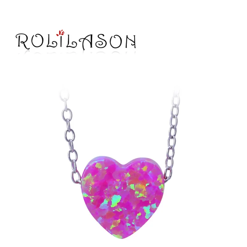 Rollason 925 серебро ожерелья партии дизайн в форме сердца Фиолетовый Огненный Опал