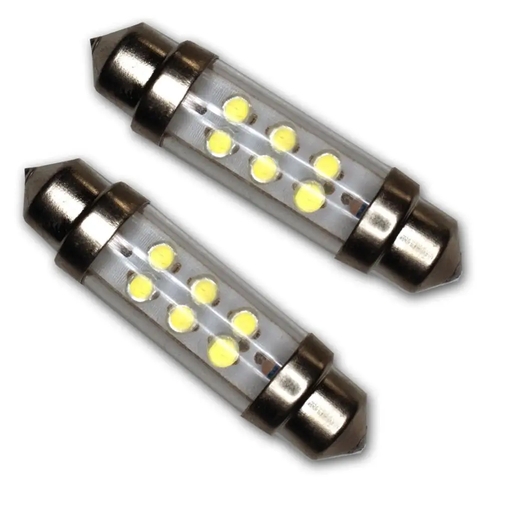 TOYL LEDDL 42M W6 Dome Light LED Bulbs Festoon 42mm, 6 LED White 2 pcs