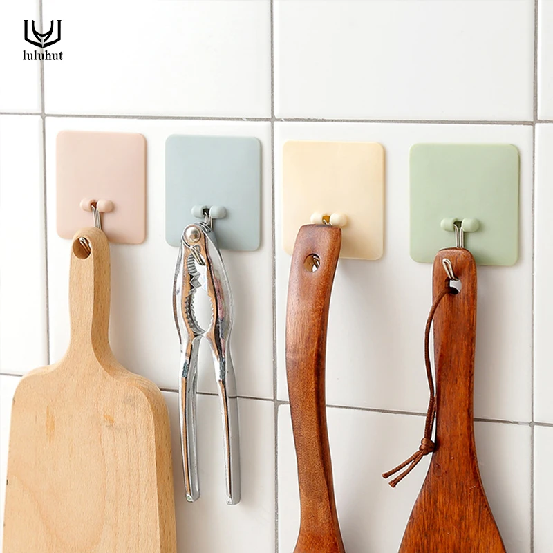 

luluhut 3pcs/lot hooks and rails colorful wall hangers strong power sticky hooks housekeeper hooks for hanging keys toys