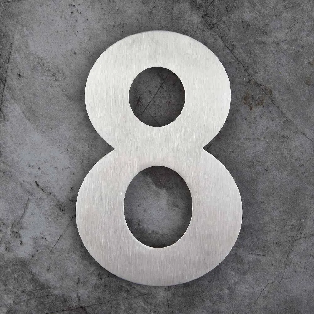 8-дюймовый плавающий номер дома дверной знак установлен, нержавеющая сталь 18-8 матовый никель - Цвет: Number 8