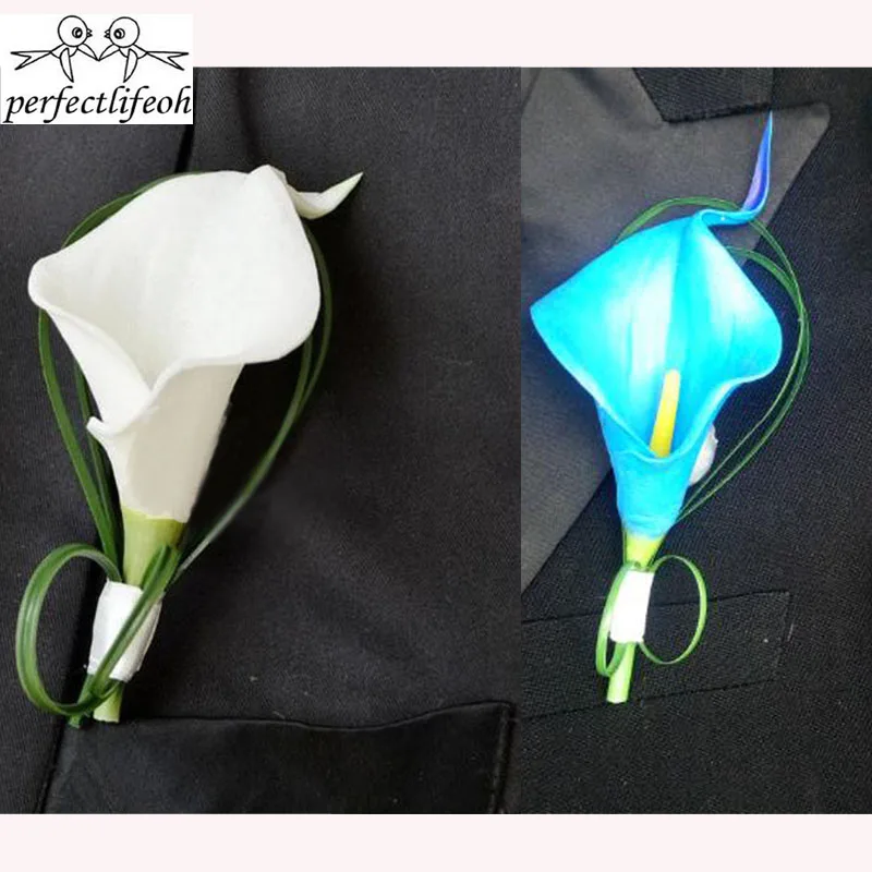 Wedding Man Boutonniere Groom Groomsman Brooch Corsage Calla Lily flower
