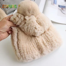 ZDFURS* вязаные шапки с помпоном для женщин бини Однотонные эластичные шапки из меха кролика рекс зимняя шапка Skullies модные аксессуары