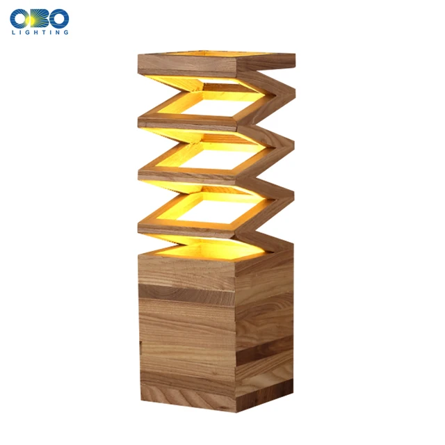 Modern Wood Spring Shape Table Lamp Simple Study Desk Light Room Bedroom Bedside Decoration