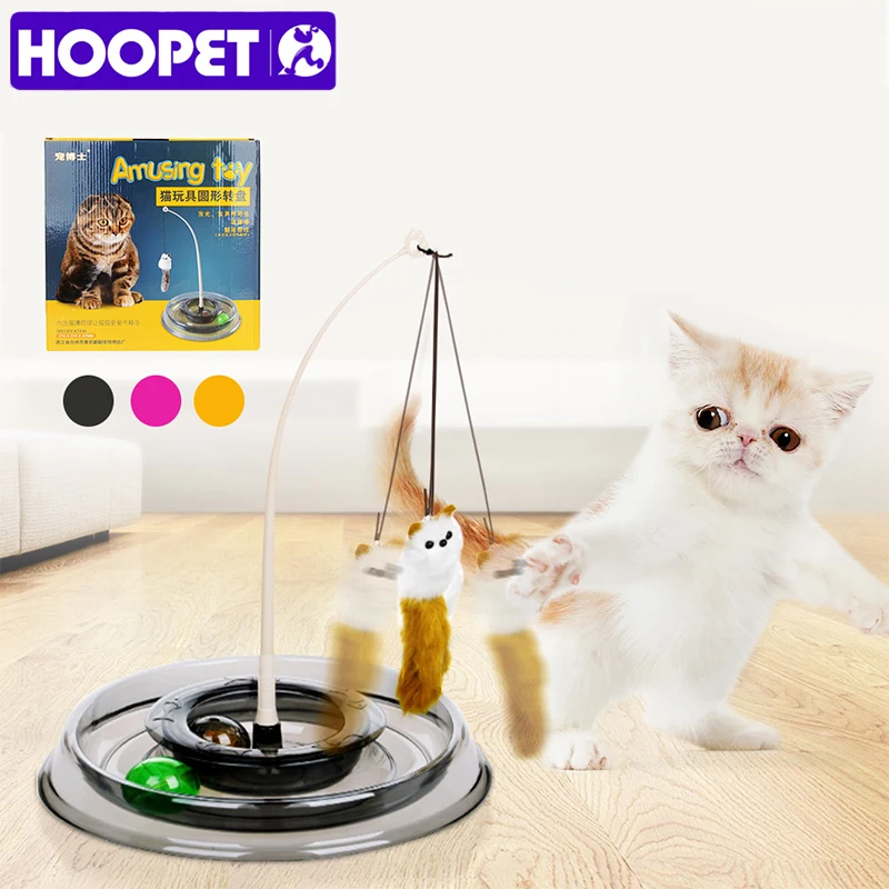 Игрушка для кошек HOOPET, круговой игрушечный поворотный стол, Прорезыватель для кошек с маленькими шариками для мышек с кошачьей мячей