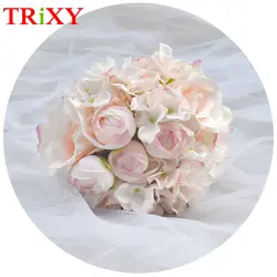 TRiXY C13 Бесплатная доставка Свадебный букет невесты романтическая розовая роза Свадебный букет цветы свадебное украшение невесты