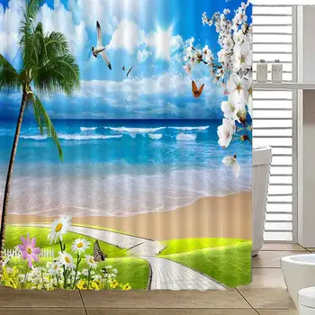 

Flower&Coconut Shower Curtains Waterproof Women Bathroom Products showers curtain Polyester Fabric Merchandises betty boop AP8G