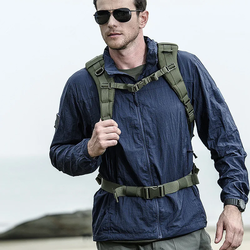Lightweight Waterproof Tactical Jacket Men Summer Breathable Thin Hoody Raincoat Military Portable