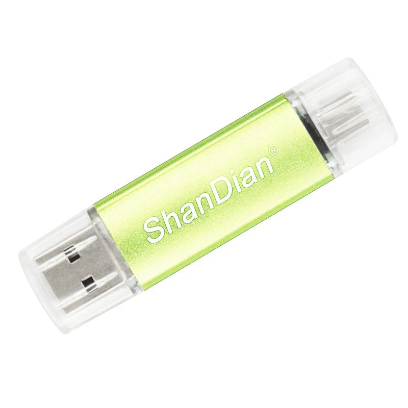 SHANDAIAN, мини USB флеш-накопитель, OTG, смартфон, флешка, 64 ГБ, 8 ГБ, 16 ГБ, 32 ГБ, 4USB флешка, планшет, ПК, флешка, USB внешний накопитель - Цвет: Green