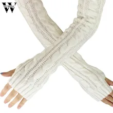 Плетеное без пальцев Вязаные длинные перчатки