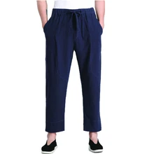 Бренд Новое поступление китайский Стиль Для мужчин, однотонная хлопчатобумажная ткань, мешок со шнурком длинные штаны для девочек штаны-шаровары M L XL XXL 3XL 2608