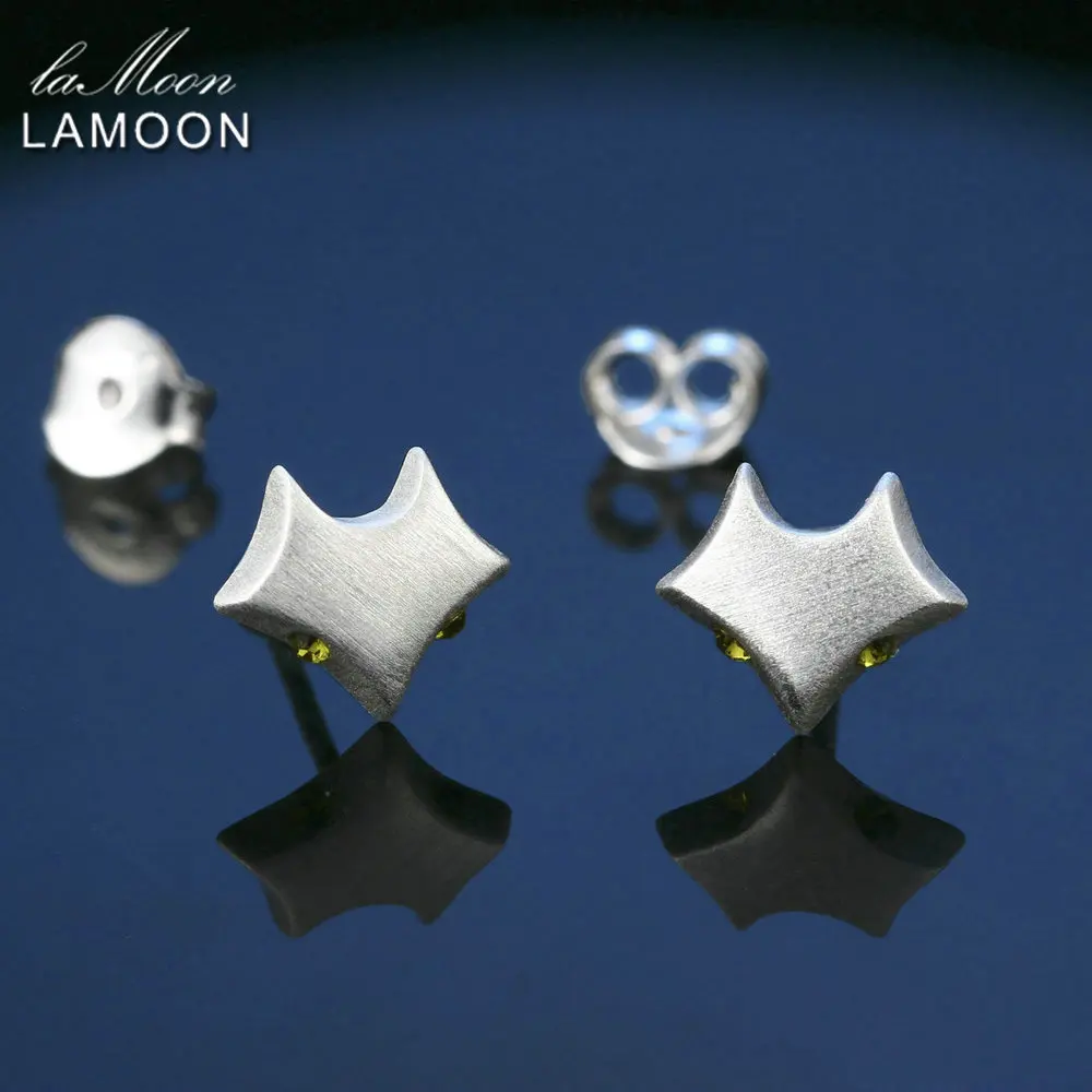 LAMOON Lovely Little Fox Shaped 100% Real 925-Sterling-Silver Stud Earrings S925 Fine Jewelry For Women Girl Gift LMEY025