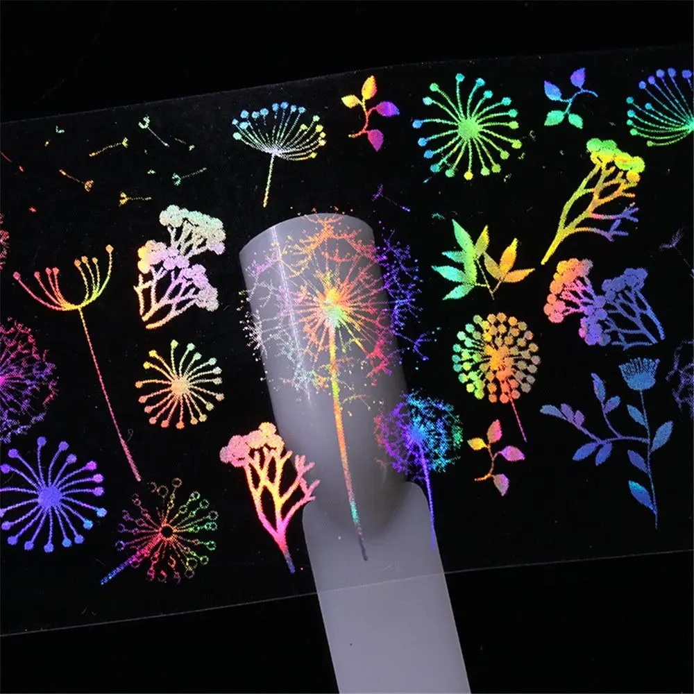 

1PC 4*100 cm Fashion DIY Nail Sticker Flower Plant Dandelion Design Holographic Nail Art Manicure Decals for Women