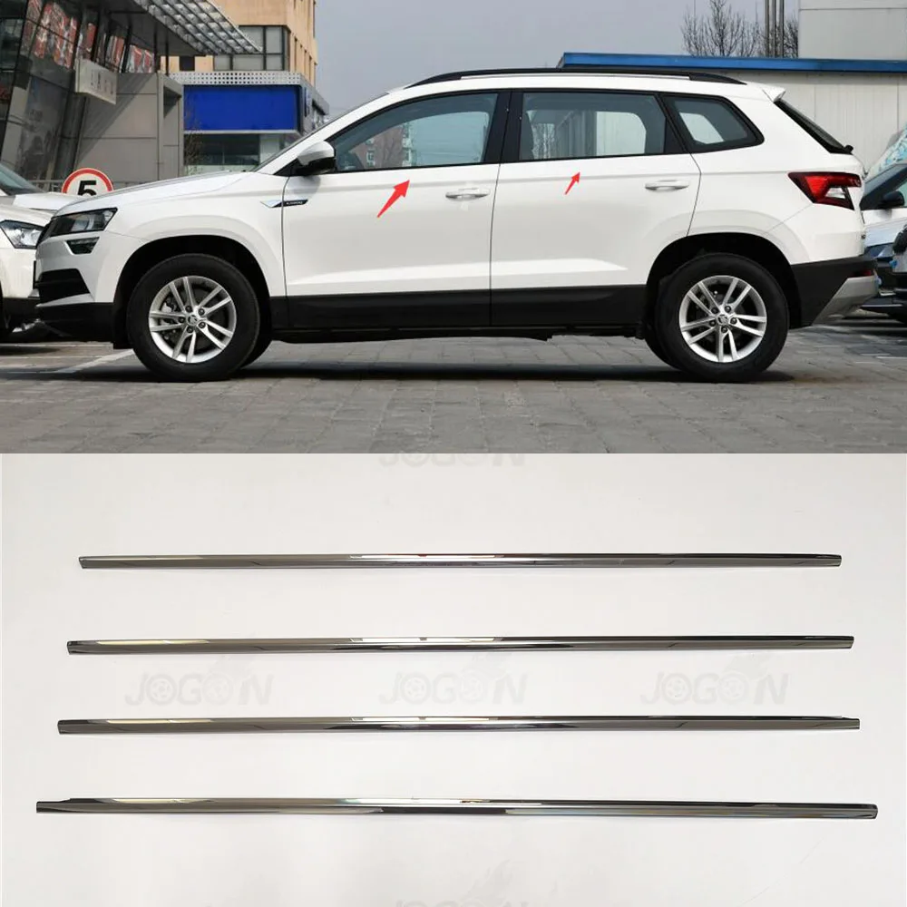 

4pcs Stainless Steel Car Bottom Window Molding Trim Cover Strip For skoda Karoq rear 2017-2018