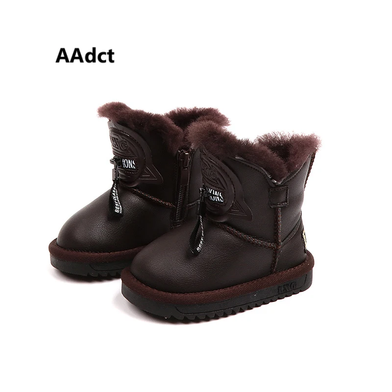 

AAdct Plus cotton warm snow baby boots for little boys 2018 Winter new waterproof little kids boots non-slip toddler boots