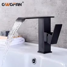 Basin Faucets Waterfall Bathroom Faucet Single Handle Basin Mixer Tap Black Brushed Faucet Brass Hot and Cold Sink Water Taps kemaidi bathroom basin faucet luxury sense faucets oil rubber brushed waterfall mixer single handle hole sink mixers tap new