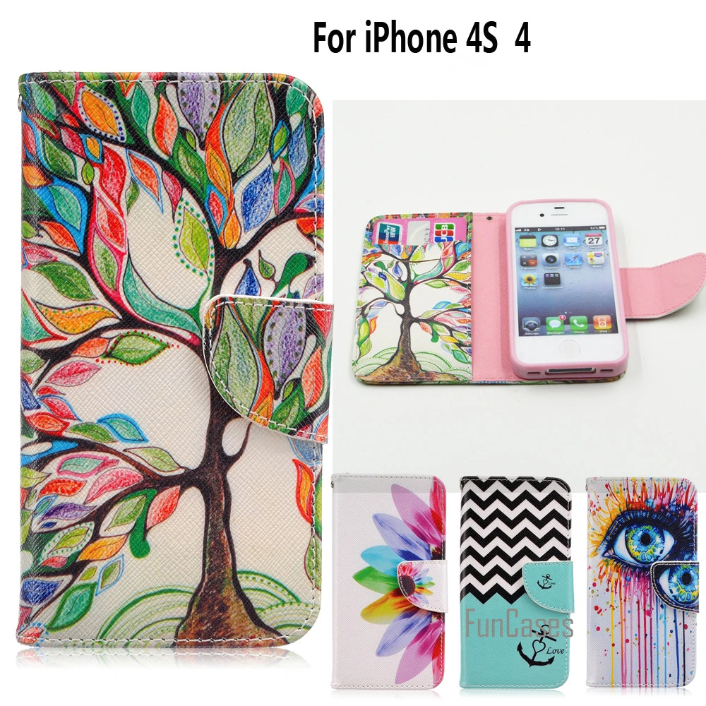 

For coque iPhone 4S Case for fundas iPhone 4S 4 Cover Case + Stand Card Holder for ihone ifon aifon i phone