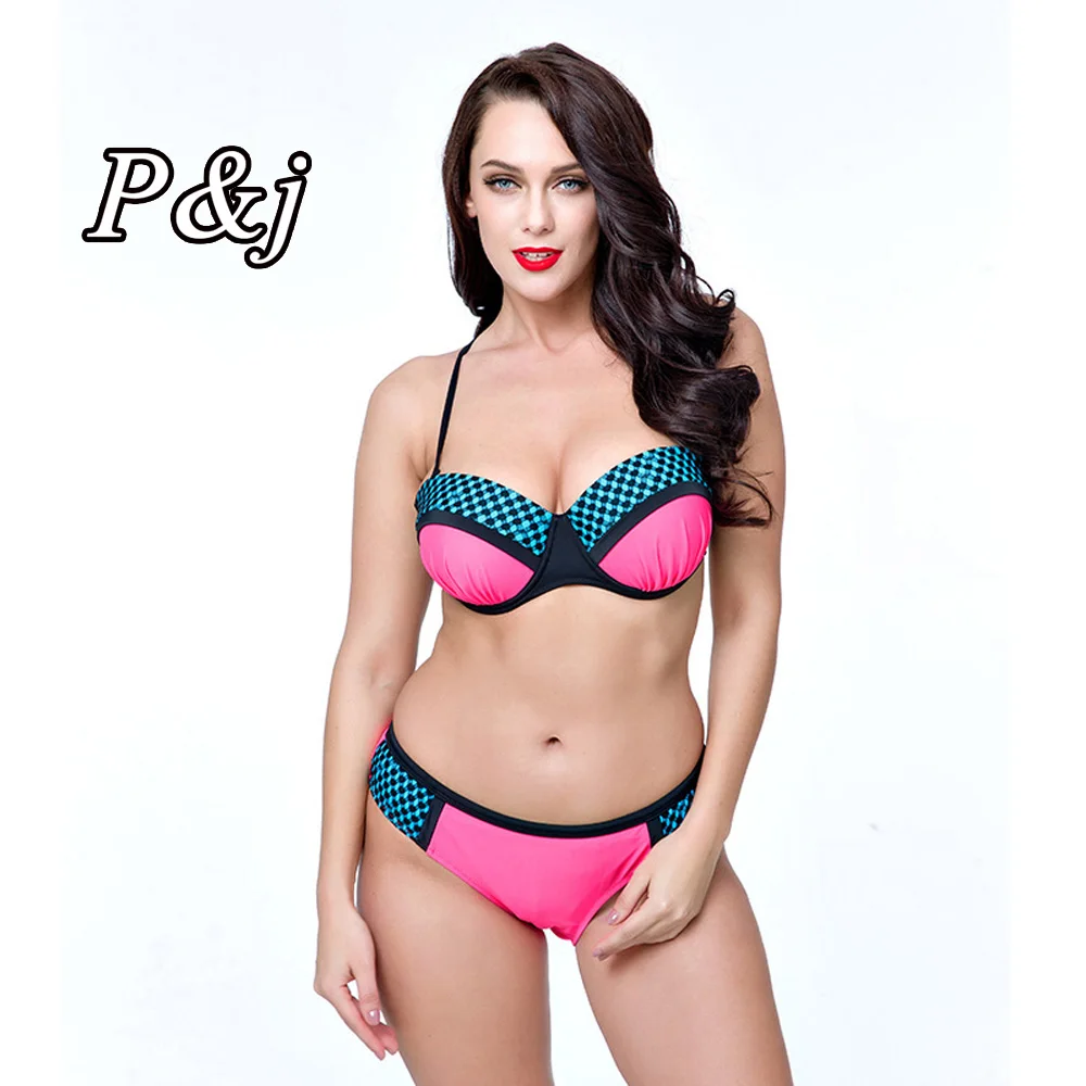 

P&j Dots Print Swimwear Women Two Piece Plus Size Swimsuit 2017 Vintage Retro Bathing Suit Brazilian Monokini Skirt Swimsuit