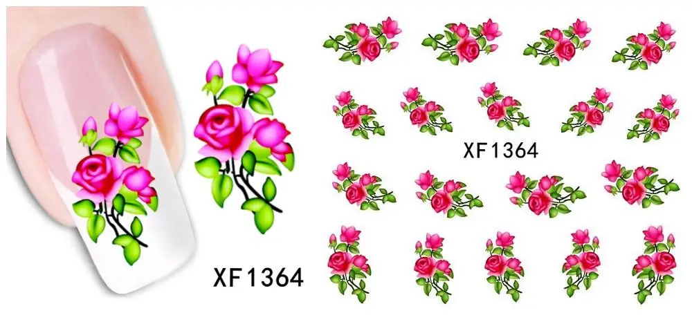 30 стилей! Модный лак для ногтей, Переводные картинки, элегантный дизайн, переводные наклейки для ногтей - Цвет: XF1364