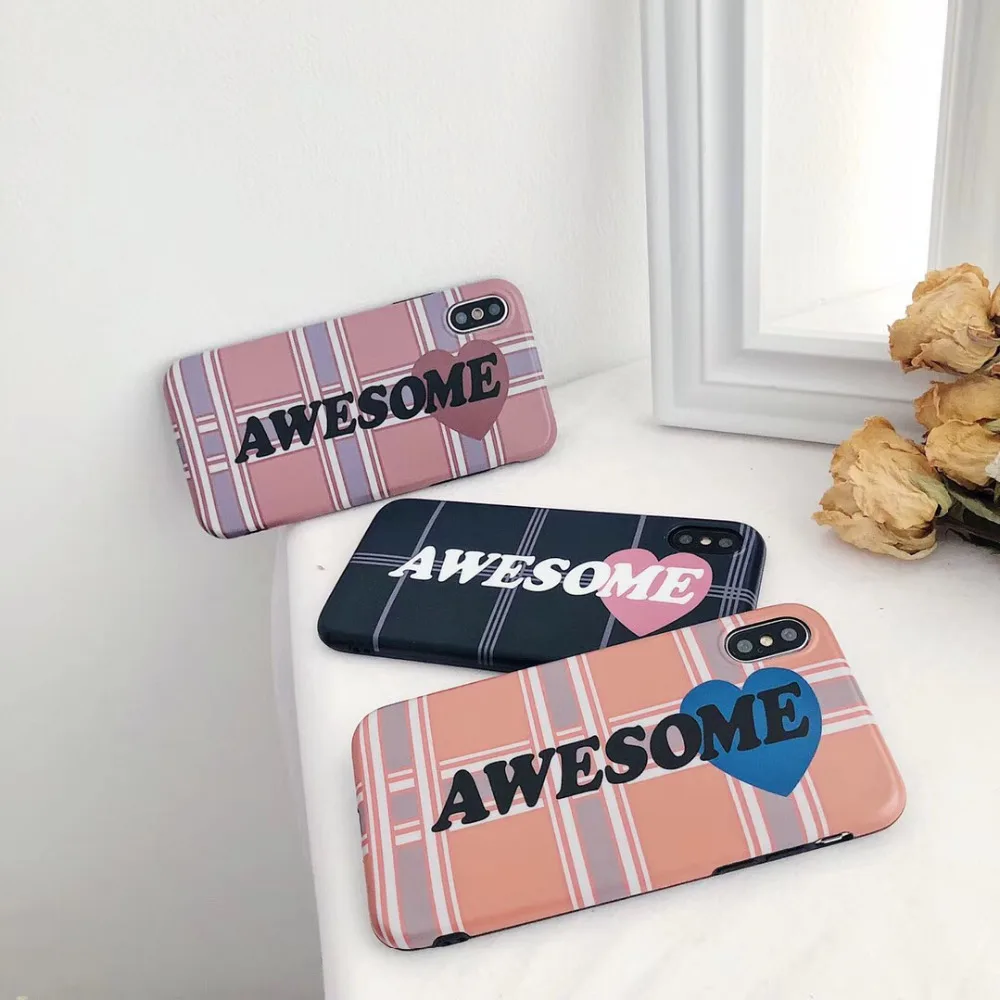 

maosenguoji ins Simple English Love lattice Funny words fashion Mobile Phone Case for iphone 6 6s 6plus 7 8 plus X 10 XR XS MAX