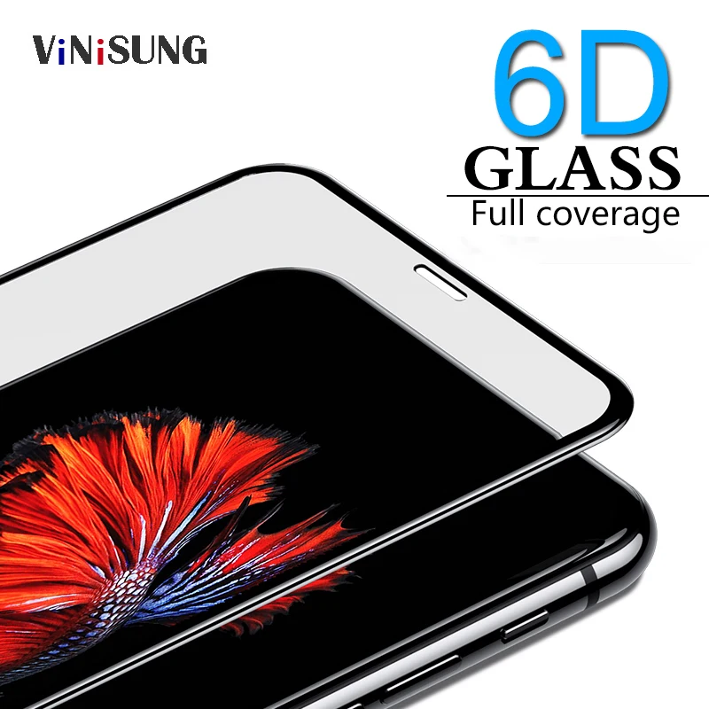 Защитное стекло 6D с полным покрытием для iPhone 7 Xr XS max iphone X 6S закаленное
